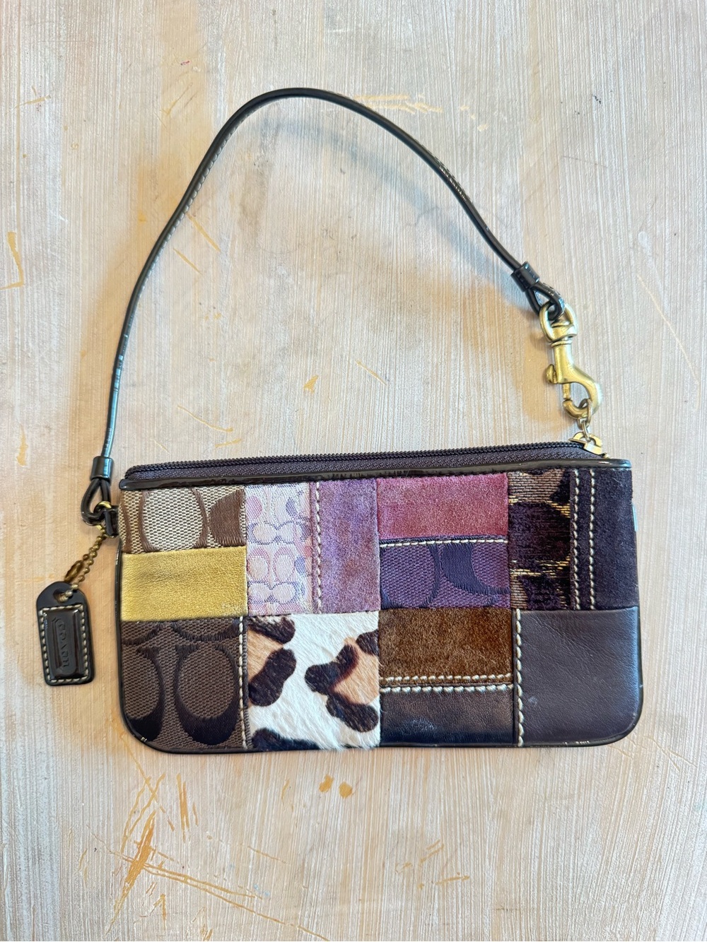 Vintage Y2K Coach Holiday Patchwork Wristlet from circa 2005